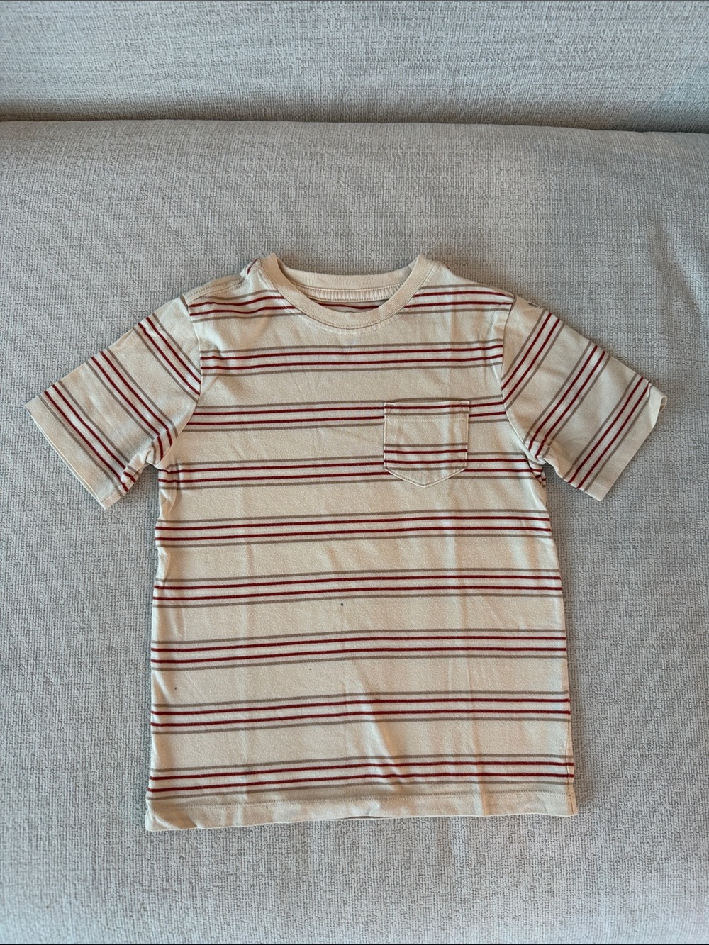 wonder nation Cream Tee with Red Stripe and Pocket